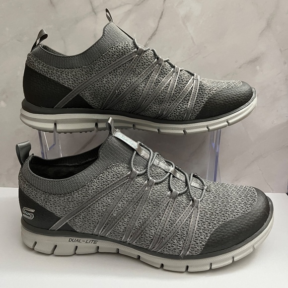 EUC Skechers Women's Dual Lite Gray Sneakers Size 7.5 Wide - Picture 3 of 13